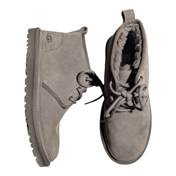 Ugg Australia Men's Neumel Gray Suede Sheepskin Lined Chukka Boots Sz 8 - Picture 1 of 7